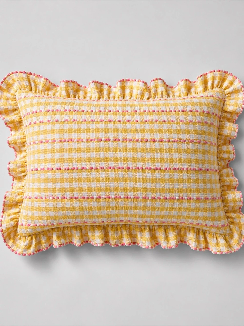 HEATHER TAYLOR HOME x THE COMPANY STORE Soho Plaid Ruffle King Sham Yellow $58